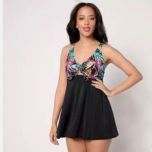 KIM GRAVEL FRONT ALL TIE RAINBOW SWIM-DRESS SIZE 8 NEW